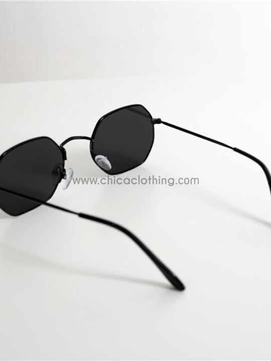 Looks Style Eyewear Ochelari de soare cu Negru Din metal Rame și Negru Lentilă 42lak-03066