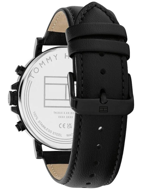 Tommy Hilfiger Tyson Ceas Barbati 44mm Baterie Cu Curea Din Piele Neagră