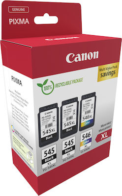 Canon PG-545 XL x2 / CL-546 XL Multi Pack Photo Value Pack with 3 InkJet Printer Inks Photo Black / Multiple (Color) (8286B013)