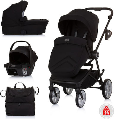 Chipolino Linea Adjustable 3 in 1 Baby Stroller Suitable for Newborn Obsidian