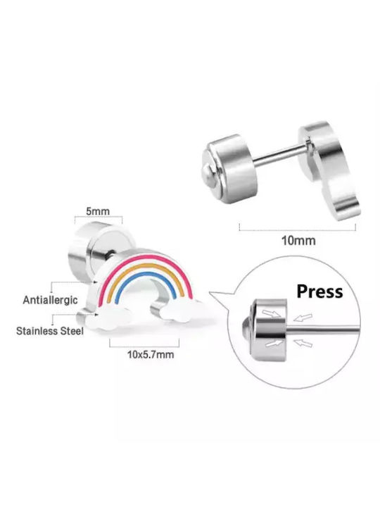 Hypoallergene Kinderohrringe Regenbogen Stahl 316L Silber Bode 02403