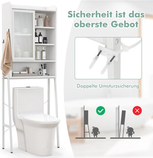 Costway Boden Badezimmerregal Metallisch 63x29x170cm