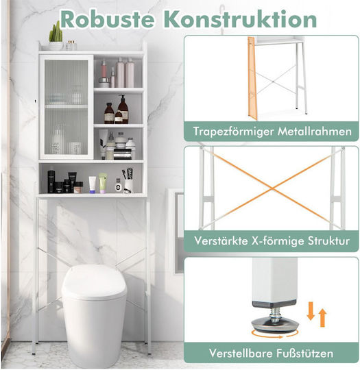 Costway Boden Badezimmerregal Metallisch 63x29x170cm