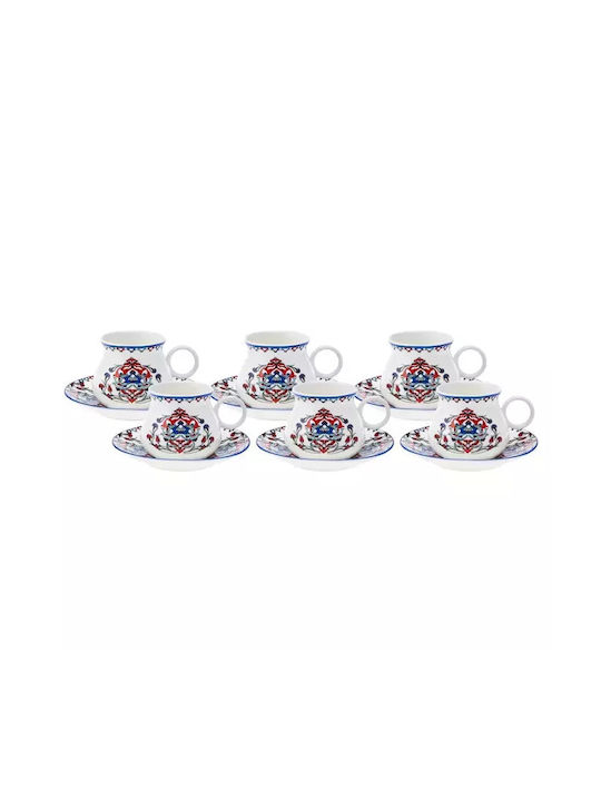 Set Căni Maro din Porțelan Multicolore 90ml 6buc