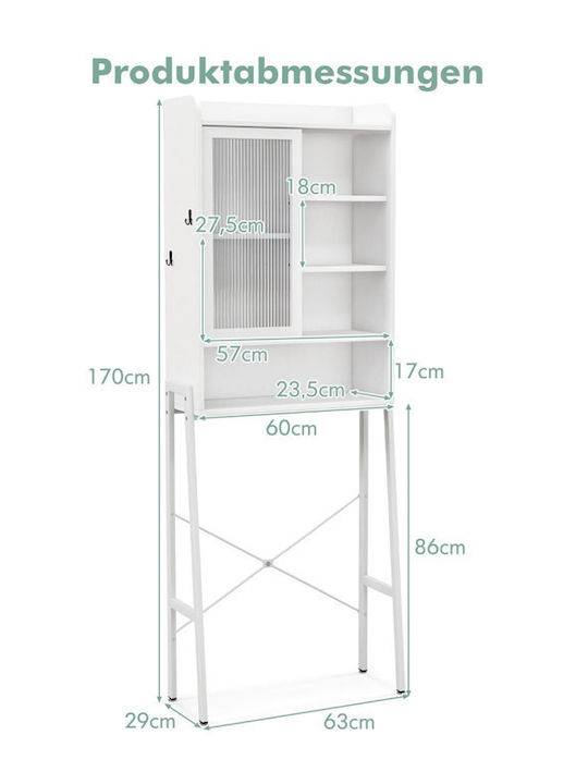 Costway Floor Bathroom Shelf Metallic 63x29x170cm