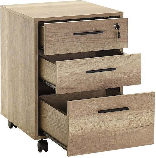 Epiplo-Fos Office Storage Drawer Wooden with Wheels and Lock Ash Grey 45x51x63cm
