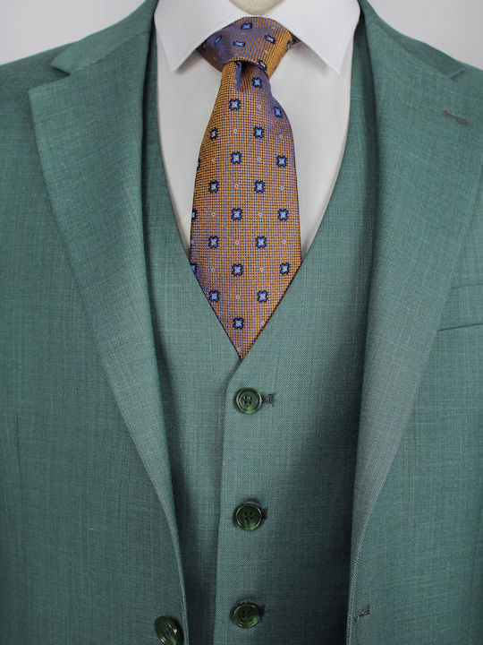 La Pupa Men's Summer Suit with Vest Green