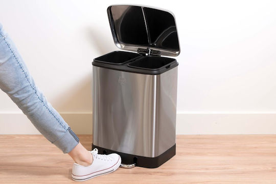 Dirt Devil Metallic Recycling Bin with Pedal 24L Silver