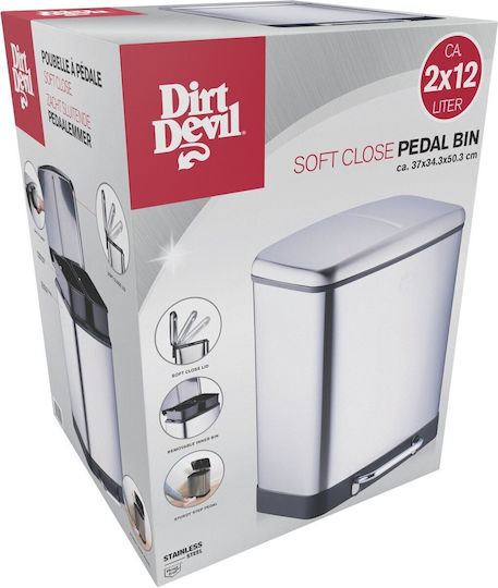 Dirt Devil Metallic Recycling Bin with Pedal 24L Silver