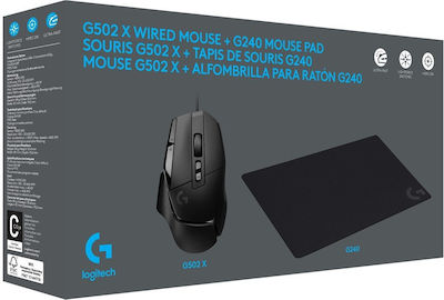 Logitech G502 X & G240 Mouse Pad Wireless Gaming Mouse 25600 DPI Negru