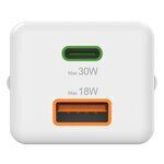 HAMA Wireless Charger With USB-A Output Port And USB-C Output Port 30W Power Delivery White 00201992