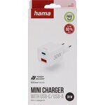 HAMA Wireless Charger With USB-A Output Port And USB-C Output Port 30W Power Delivery White 00201992