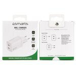 4Smarts Ladegerät ohne Kabel GaN mit 2 USB-C Anschlüsse 45W Stromlieferung Weißs