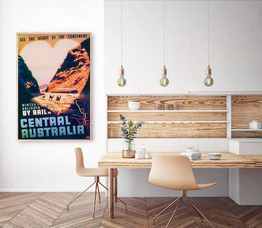 Commonwealth Railways Poster -- "see The Heart Of The Continent – Winter Holidays By Rail To Central Australia" (publicising The Central Australia Railway) Painting on Canvas 100x150cm