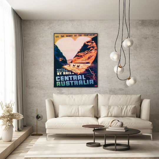 Commonwealth Railways Poster -- "see The Heart Of The Continent – Winter Holidays By Rail To Central Australia" (publicising The Central Australia Railway) Painting on Canvas 100x150cm