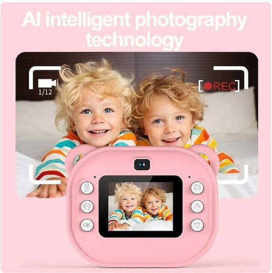 Portable mini printer Children's Camera with Thermal Printing Pink