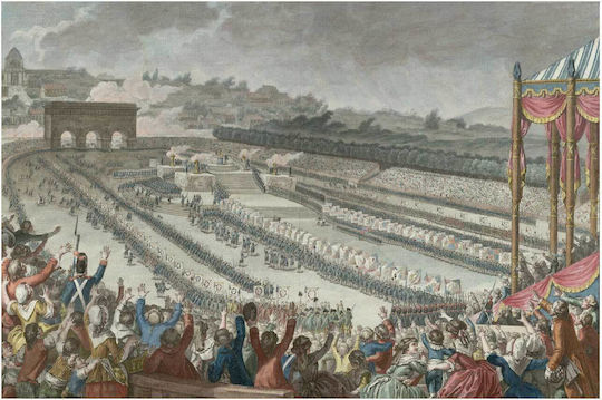 Held In The Champ De Mars, In July 14, 1790. Woodcut By Helman, From A Picture By C. Monet, Painter Of The King Painting on Canvas 50x40cm