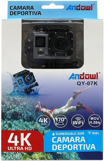 Andowl Qy07k Action Camera 4K Ultra HD Υποβρύχια (με Θήκη) και Wi-Fi Γκρι