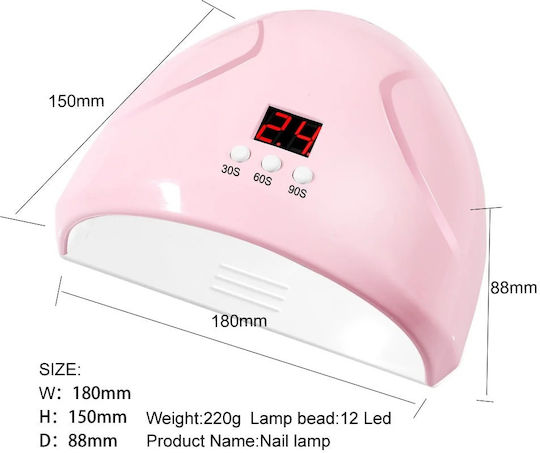 Mini Nageltrockner LED 36W Rosa