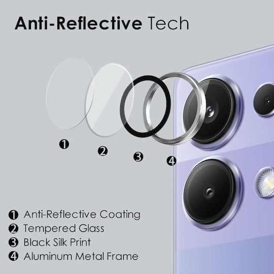 Camera Protection Tempered Glass Silver for the Xiaomi Redmi Note 13 Pro 4G, Poco M6 Pro 4G