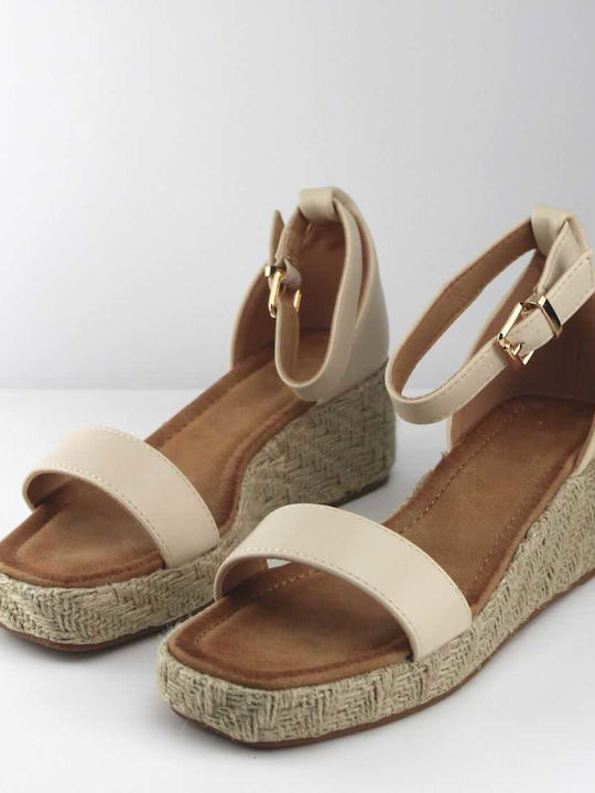 Espadrille platform with ankle strap and buckle