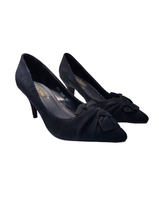 Women's dark blue suede heels