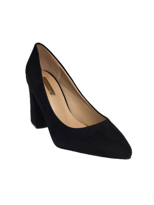 Women's black suede heels