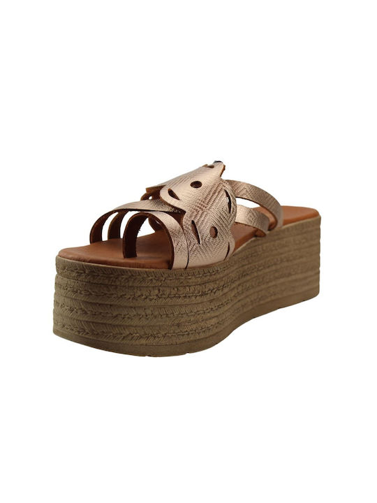 Platform slipper with straps in Mocha color