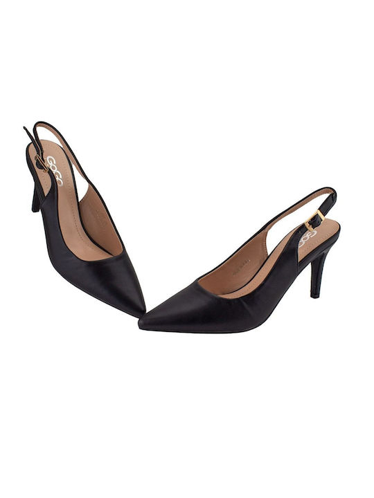 Black Pointed Toe Open Heel Heels