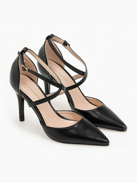 Pumps Nippel Pumps mit Kreuzriemen schwarz