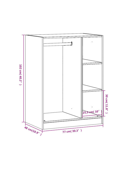 vidaXL Cuier de podea din Lemn Gri 77x48x102cm