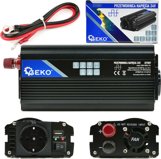 Geko Invertor Auto Modificat Sine Wave 1600W pentru Convertirea 12V DC în 230V AC
