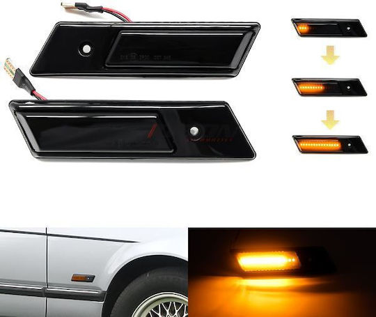 Depo Side Wing Flashers Bmw 3 E36 90-96 3 E30 5 E34 88-95 7 E32 86-94 Screwed Led Dynamic Black Smoke 2 Pieces