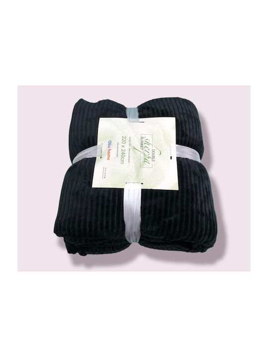 Olia Home Κουβέρτα Fleece Υπέρδιπλη 220x240εκ. Μαύρη