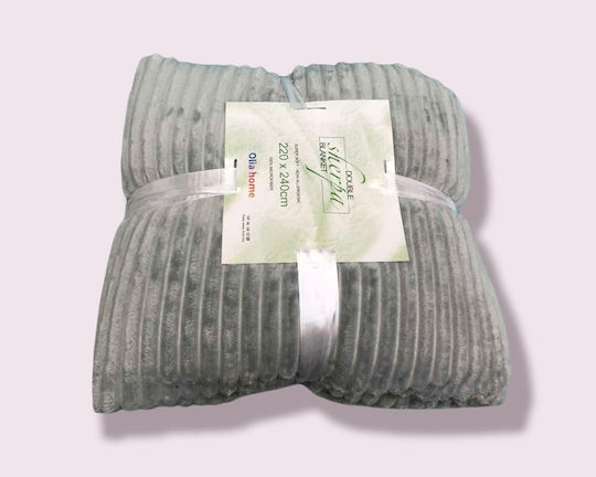 Olia Home Κουβέρτα Fleece Υπέρδιπλη 220x240εκ. Γκρι