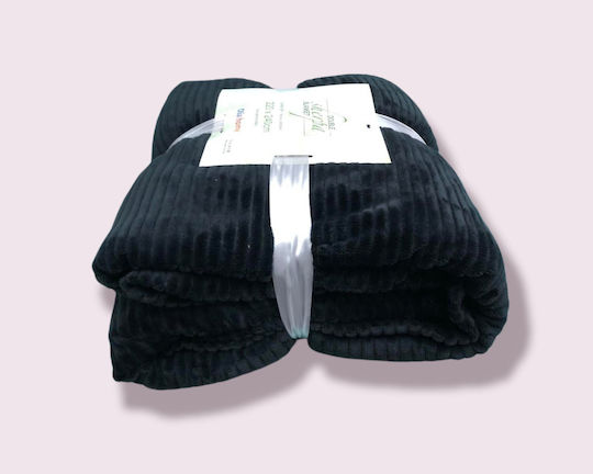 Olia Home Κουβέρτα Fleece Υπέρδιπλη 220x240εκ. Μαύρη 95.100