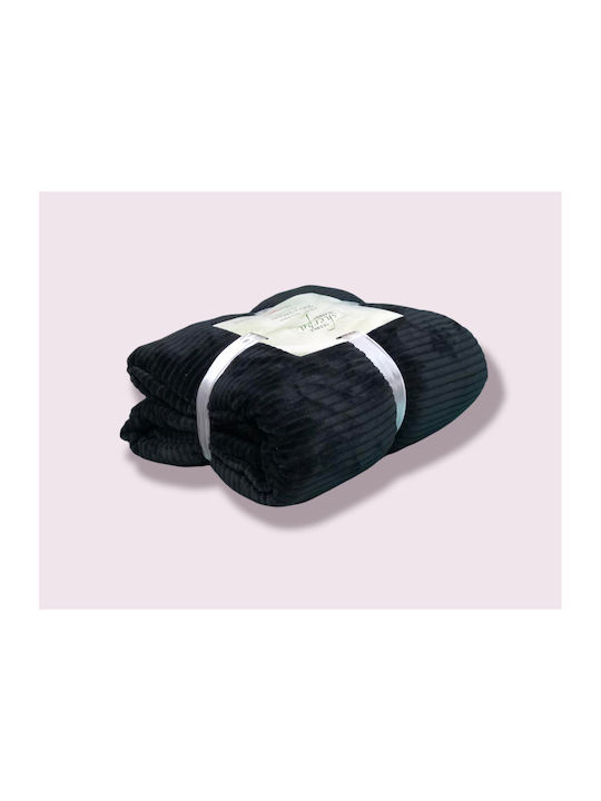 Olia Home Κουβέρτα Fleece Υπέρδιπλη 220x240εκ. Μαύρη