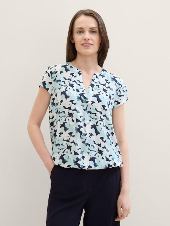 Γυναικεία Μπλούζα Κοντομάνικη Floral Blue