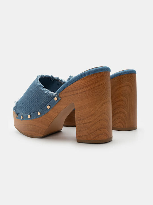 Luigi Heel Mules Blue