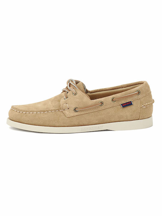 Sebago Portland Flesh Out Leder Herren Mokassins in Beige Farbe