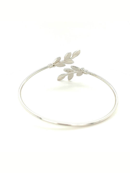 Women's bracelet, silver (925°), Olive leaf with artificial opal