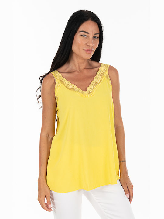 Korinas Fashion Damen Bluse mit Trägern Yellow