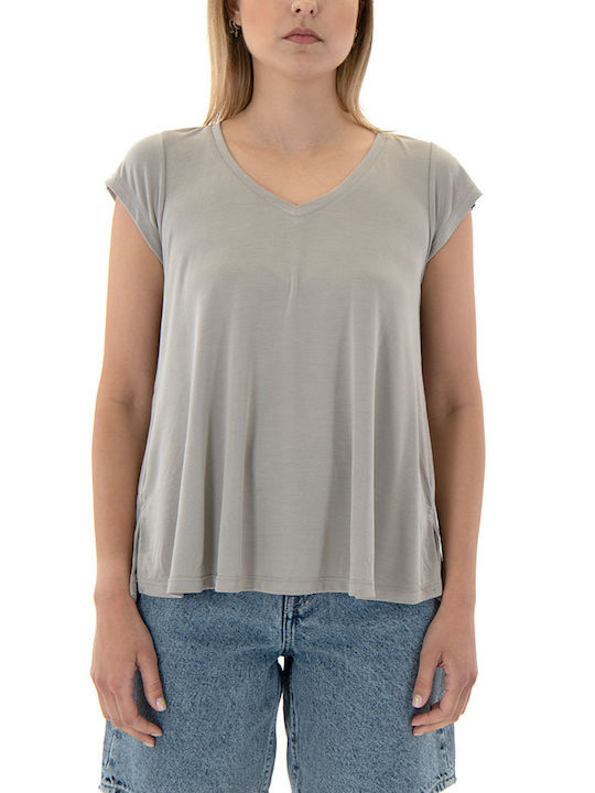 Namaste Women's Blouse Short Sleeve with V Neckline grey