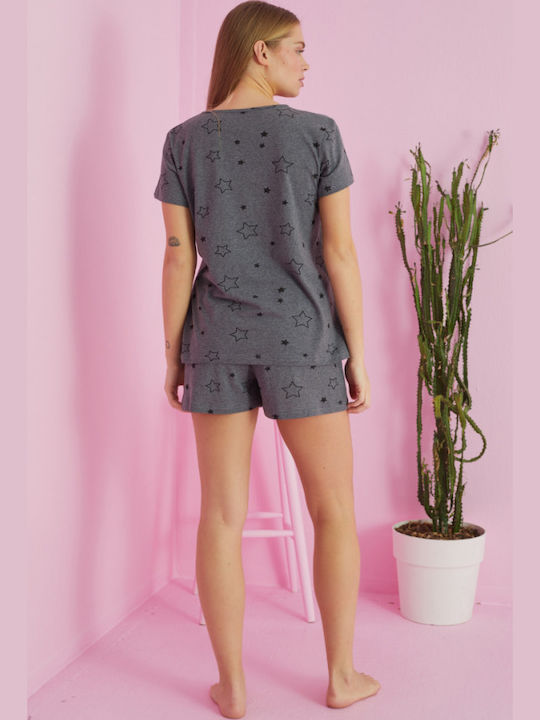 Siyah Inci Summer Women's Pyjama Set Dark Grey