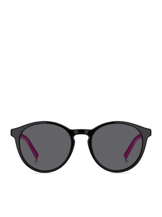 Tommy Hilfiger Unisex Sunglasses with Black Horn-Rimmed Frame and Grey Lenses TH2121/S 807/IR