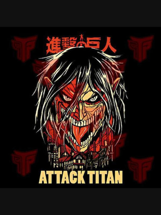 Women's Short Sleeve Cotton Takeposition Anime Attack On Titans Black T-Shirt 504-1006b-02