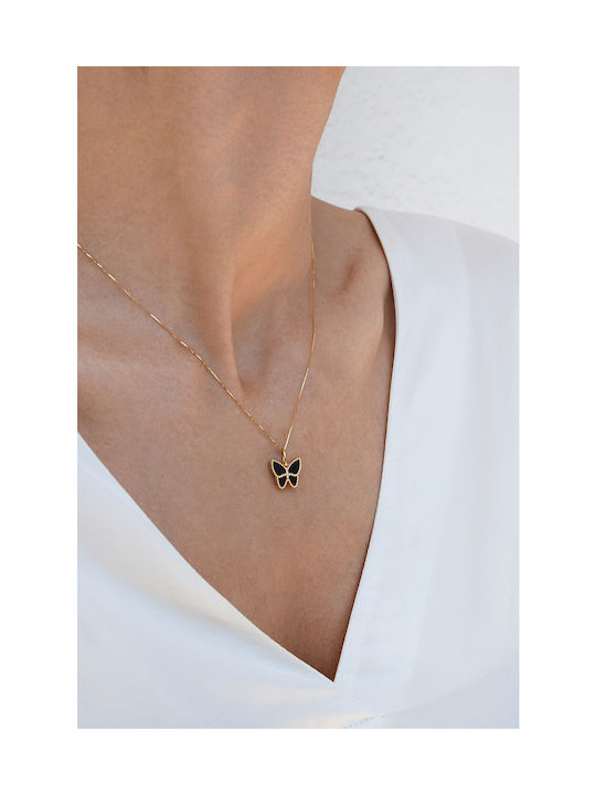 Kritsimis Halskette mit Design Schmetterling aus Gold 14K