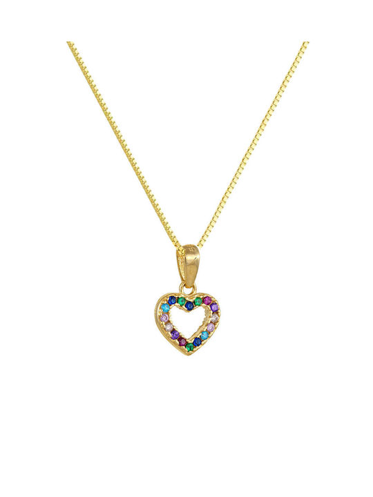 Kritsimis Halskette Doppelter mit Design Herz aus Gold 14K