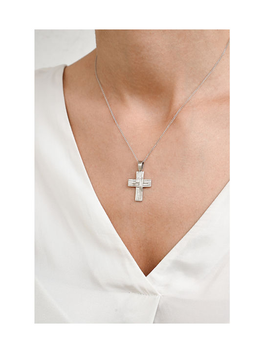 Kritsimis Women's White Gold Cross 14K with Chain