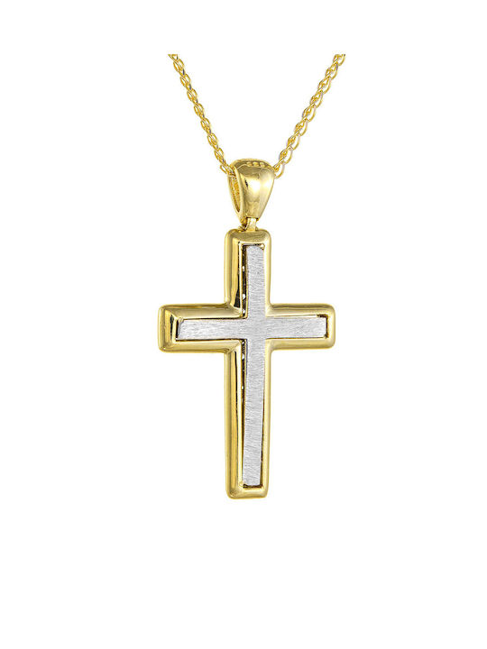 Kritsimis Women's Gold Cross 14K Double Sided with Chain